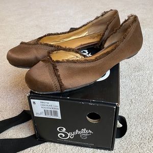 Seychelles Chocolate Brown Silk Flats 8